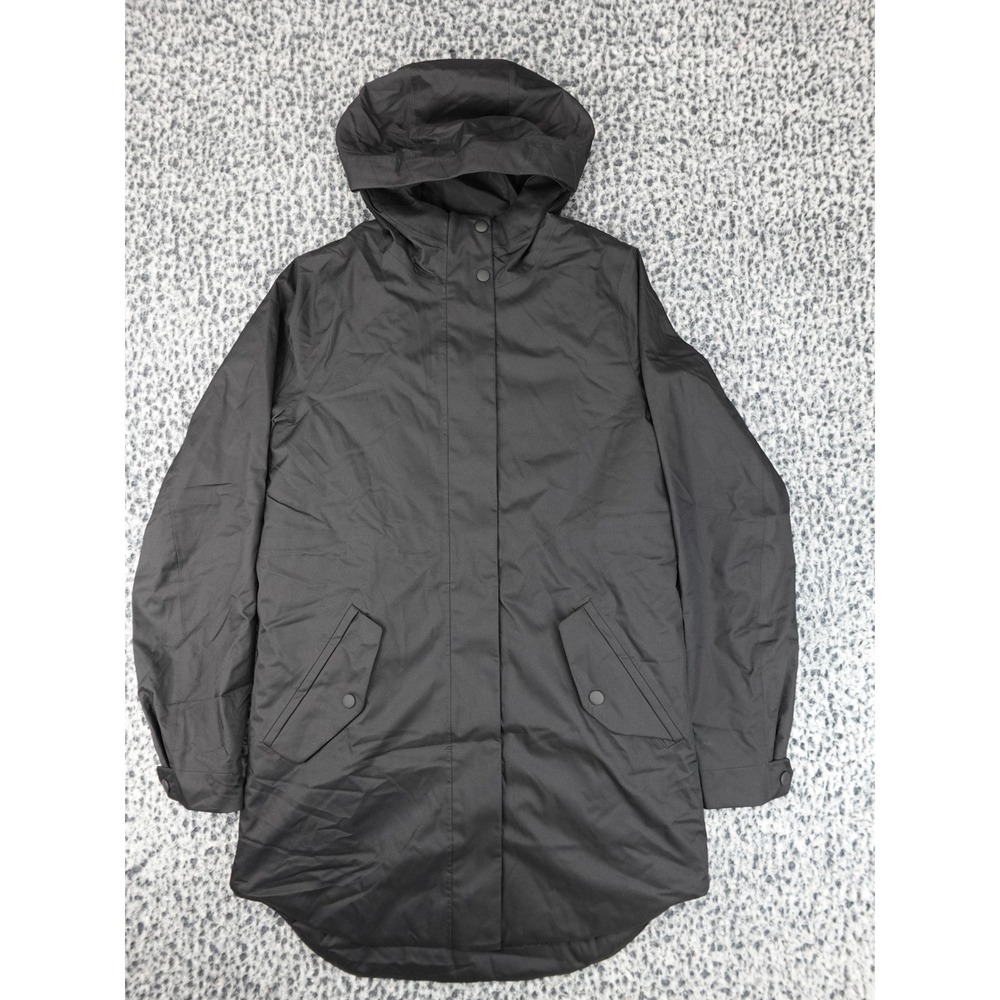 Athleta Parka Jacket Womens XXS Black Sherpa Lined Hooded Longline 11715